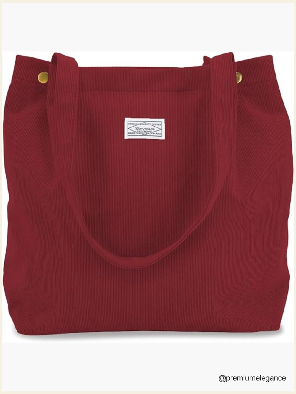 Lightweight Corduroy Tote Bag with Pockets, Large, Washable